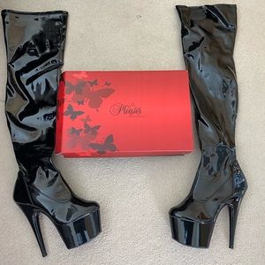 Pleaser Thigh High PVC Boots.